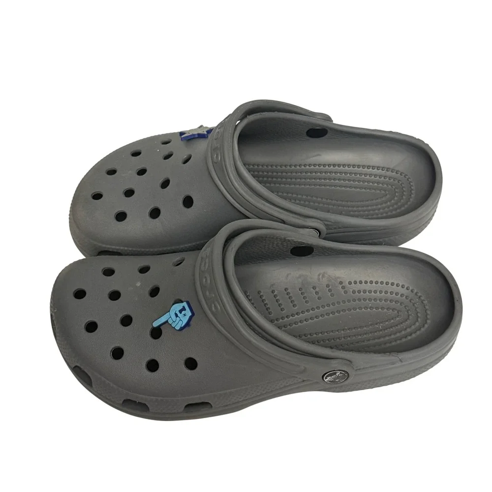 Crocs Classic Clog Slate Grey Mens 7 Womens 9 Slip On Shoes with Dallas Charms